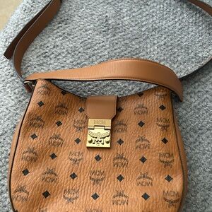MCM Patricia Visetos Crossbody Shoulder Bag Cognac
